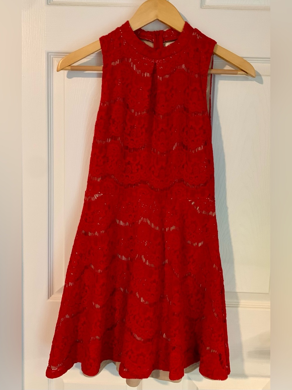 love, Fire Red Lace A-Line Dress